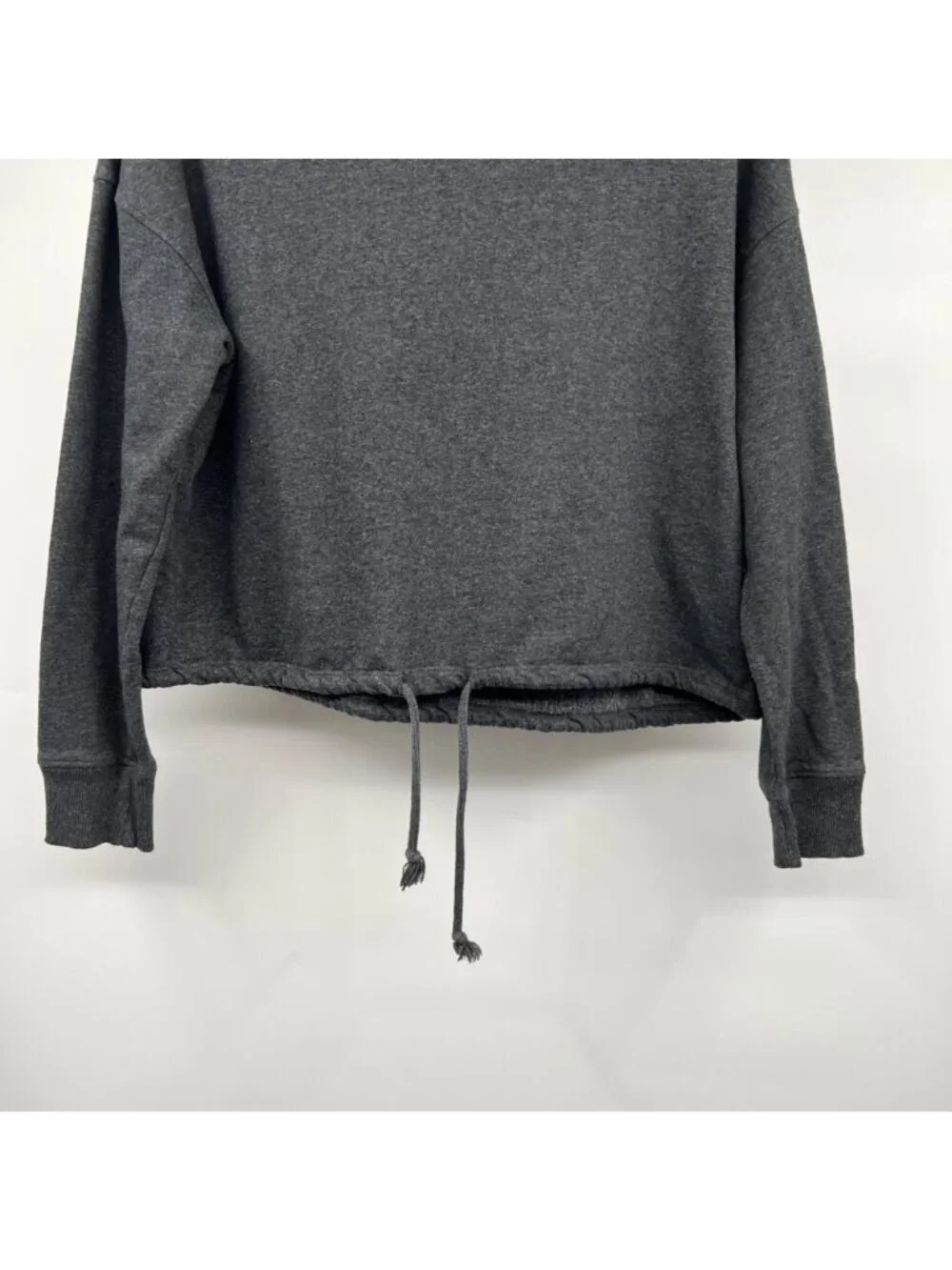 French Laundry Sport Womens Cropped Hoodie Tie Waist Gray Size Medium